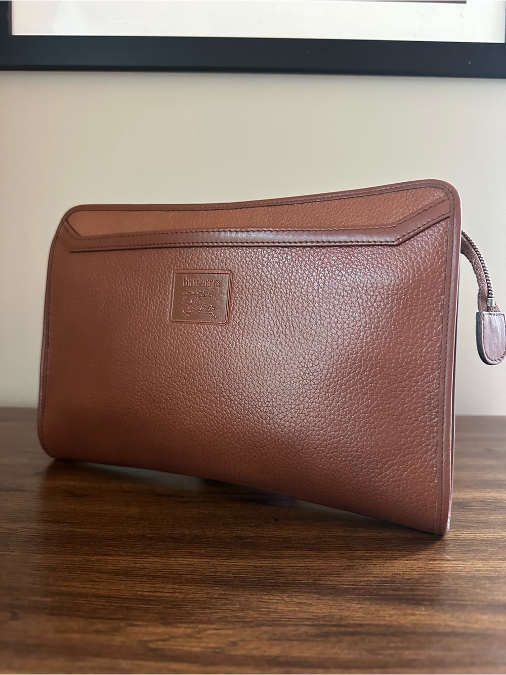 Burberrys Brown Leather Vintage Clutch